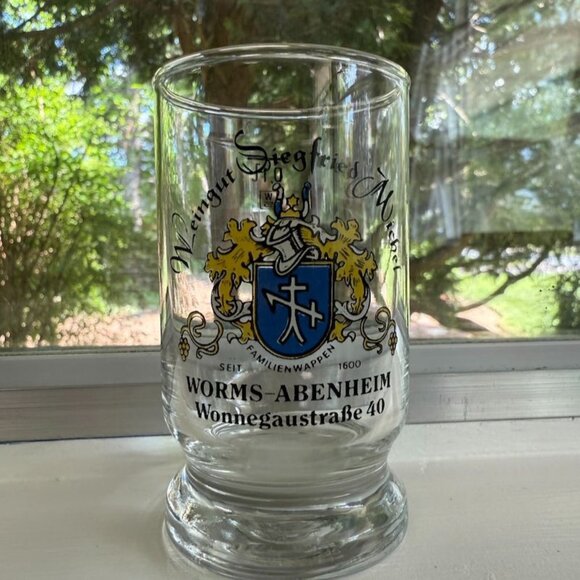 German Beer Glass Weingut Siegfried Muller 0.1L Worms-Abenheim Germany Collectib - Picture 1 of 4